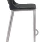 Ergonomic Black Faux Leather Barstool with Footrest and Steel Frame (Set of 2)