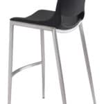 Ergonomic Black Faux Leather Barstool with Footrest and Steel Frame (Set of 2)