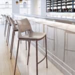 Ergonomic Brown Faux Leather Barstool with Walnut Frame (Set of 2)