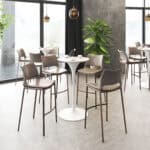 Ergonomic Brown Faux Leather Barstool with Walnut Frame (Set of 2)