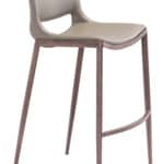 Ergonomic Brown Faux Leather Barstool with Walnut Frame (Set of 2)