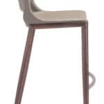 Ergonomic Brown Faux Leather Barstool with Walnut Frame (Set of 2)