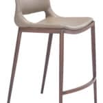Ergonomic Brown Faux Leather Counter Stool with Walnut Frame (Set of 2)
