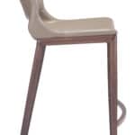 Ergonomic Brown Faux Leather Counter Stool with Walnut Frame (Set of 2)
