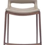 Ergonomic Brown Faux Leather Counter Stool with Walnut Frame (Set of 2)