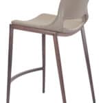 Ergonomic Brown Faux Leather Counter Stool with Walnut Frame (Set of 2)