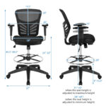 Ergonomic Drafting Chair with Adjustable Armrests and Footrest
