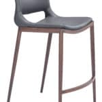 Ergonomic Gray Faux Leather Counter Stool with Walnut Frame (Set of 2)