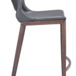 Ergonomic Gray Faux Leather Counter Stool with Walnut Frame (Set of 2)