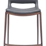 Ergonomic Gray Faux Leather Counter Stool with Walnut Frame (Set of 2)