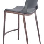 Ergonomic Gray Faux Leather Counter Stool with Walnut Frame (Set of 2)