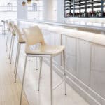 Ergonomic Light Pink Barstools with Footrest and Steel Frame (Set of 2)
