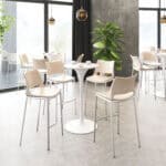 Ergonomic Light Pink Barstools with Footrest and Steel Frame (Set of 2)