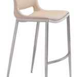 Ergonomic Light Pink Barstools with Footrest and Steel Frame (Set of 2)