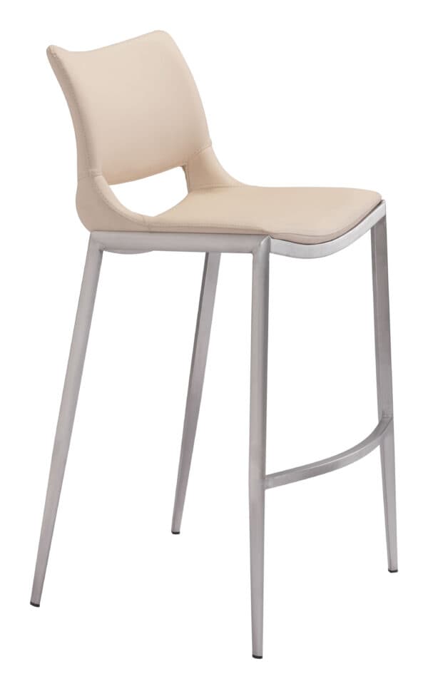 Ergonomic Light Pink Barstools with Footrest and Steel Frame Set of 2 2