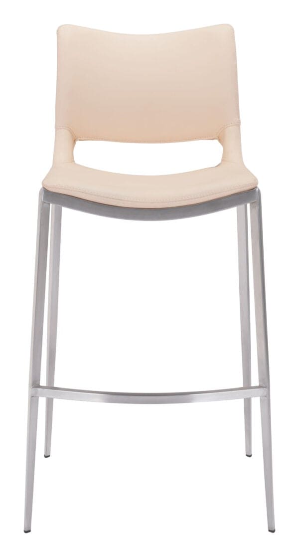 Ergonomic Light Pink Barstools with Footrest and Steel Frame Set of 2 4