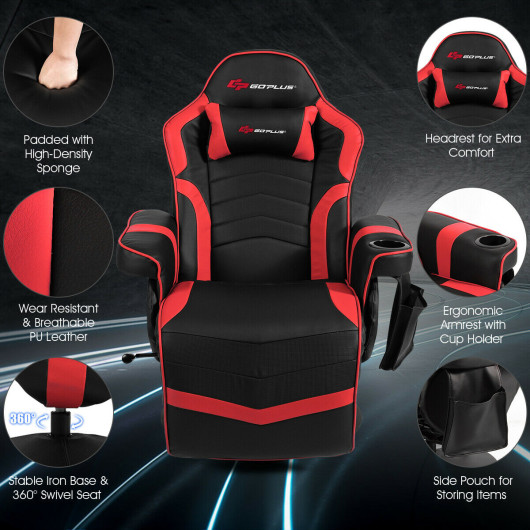 Ergonomic Massage Gaming Chair with Adjustable Backrest and Footrest 8 Ergonomic Massage Gaming Chair with Adjustable Backrest and Footrest - Image 8