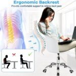 Ergonomic PU Leather Office Chair with Adjustable Height and Wheels (Set of 2)