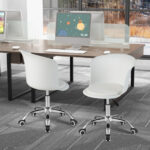 Ergonomic PU Leather Office Chair with Adjustable Height and Wheels (Set of 2)