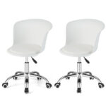 Ergonomic PU Leather Office Chair with Adjustable Height and Wheels (Set of 2)
