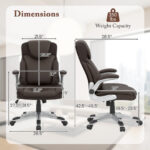 Ergonomic PU Leather Office Chair with Flip-up Armrests