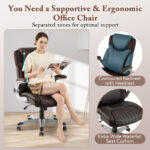Ergonomic PU Leather Office Chair with Flip-up Armrests
