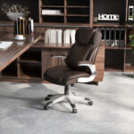 Ergonomic PU Leather Office Chair with Flip-up Armrests