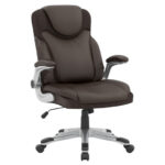 Ergonomic PU Leather Office Chair with Flip-up Armrests