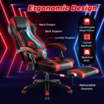 Ergonomic Racing Style Gaming Chair with Footrest and Lumbar Support