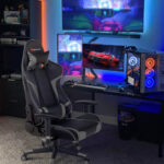 Ergonomic Swivel Reclining Gaming Chair with Massage, Lumbar Support, and Adjustable Backrest