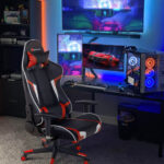 Ergonomic Swivel Reclining Gaming Chair with Massage, Lumbar Support, and Adjustable Backrest