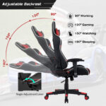 Ergonomic Swivel Reclining Gaming Chair with Massage, Lumbar Support, and Adjustable Backrest