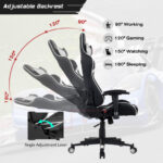 Ergonomic Swivel Reclining Gaming Chair with Massage, Lumbar Support, and Adjustable Backrest
