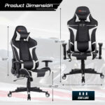 Ergonomic Swivel Reclining Gaming Chair with Massage, Lumbar Support, and Adjustable Backrest