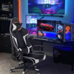 Ergonomic Swivel Reclining Gaming Chair with Massage, Lumbar Support, and Adjustable Backrest