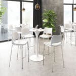 Ergonomic White Faux Leather Barstool with Stainless Steel Frame (Set of 2)