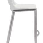 Ergonomic White Faux Leather Barstool with Stainless Steel Frame (Set of 2)