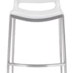 Ergonomic White Faux Leather Barstool with Stainless Steel Frame (Set of 2)