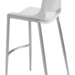 Ergonomic White Faux Leather Barstool with Stainless Steel Frame (Set of 2)