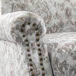 Eric Beige Damask Rolled Arm Nailhead Trim Accent Armchair 10 Eric Beige Damask Rolled Arm Nailhead Trim Accent Armchair