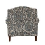 Eric Blue Damask Rolled Arm Nailhead Trim Accent Armchair 9 Eric Blue Damask Rolled Arm Nailhead Trim Accent Armchair