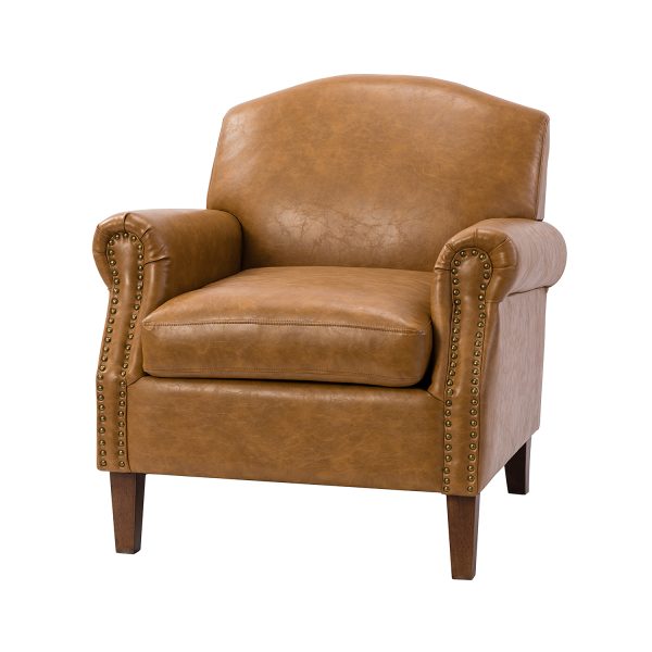 Eric Camel Vegan Leather Nailhead Trim Armchair 1