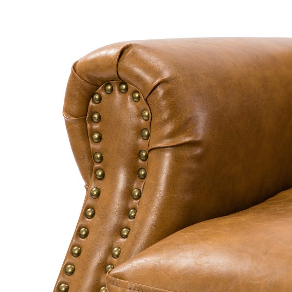 Eric Camel Vegan Leather Nailhead Trim Armchair 4