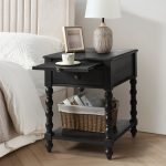 Eric Charcoal Solid Wood Farmhouse End Table with Charging 7 Eric Charcoal Solid Wood Farmhouse End Table with Charging