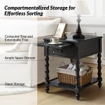 Eric Charcoal Solid Wood Farmhouse End Table with Charging 9 Eric Charcoal Solid Wood Farmhouse End Table with Charging