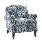 Eric Navy Damask Rolled Arm Nailhead Trim Accent Armchair 7 Eric Navy Damask Rolled Arm Nailhead Trim Accent Armchair