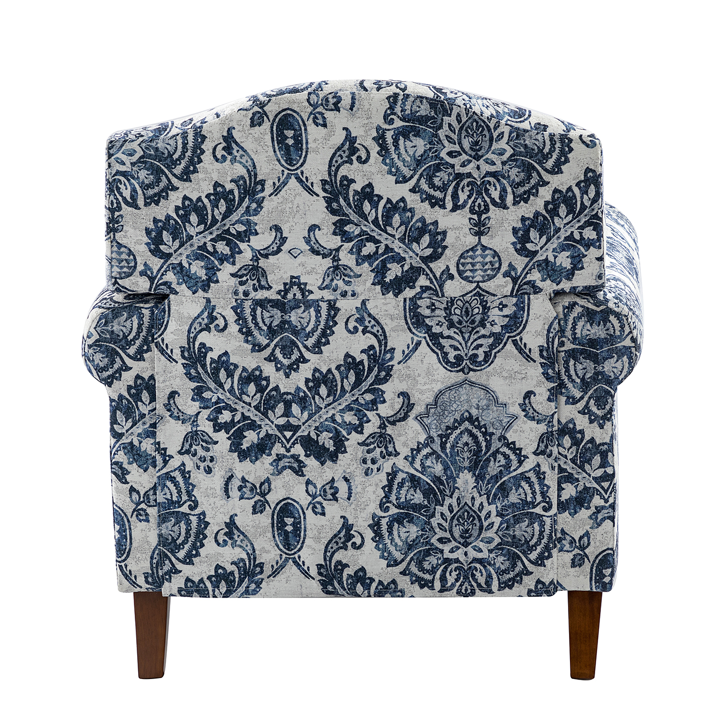 Eric Navy Damask Rolled Arm Nailhead Trim Accent Armchair 4 Eric Navy Damask Rolled Arm Nailhead Trim Accent Armchair - Image 4