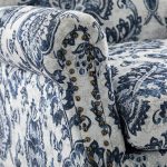 Eric Navy Damask Rolled Arm Nailhead Trim Accent Armchair 10 Eric Navy Damask Rolled Arm Nailhead Trim Accent Armchair