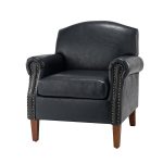 Eric Navy Vegan Leather Nailhead Trim Transitional Armchair 7 Eric Navy Vegan Leather Nailhead Trim Transitional Armchair