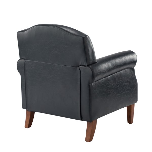 Eric Navy Vegan Leather Nailhead Trim Transitional Armchair 2